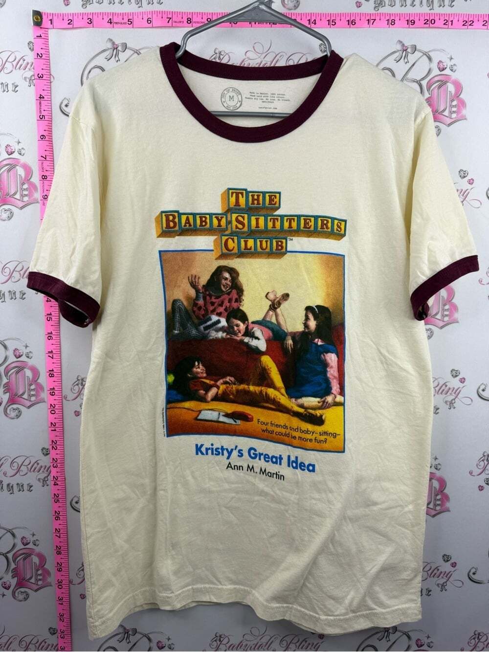 Out of Print the babysitters club tee Cream Ringer T-Shirt with Maroon Trim